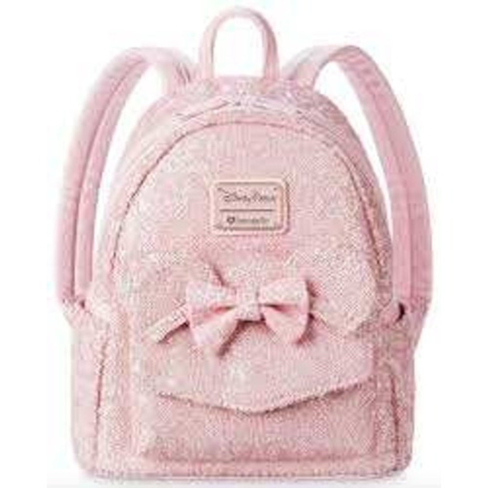 Disney Loungefly Purse‎ Millennial Light Pink Sequin Mini Backpack Faux Leather